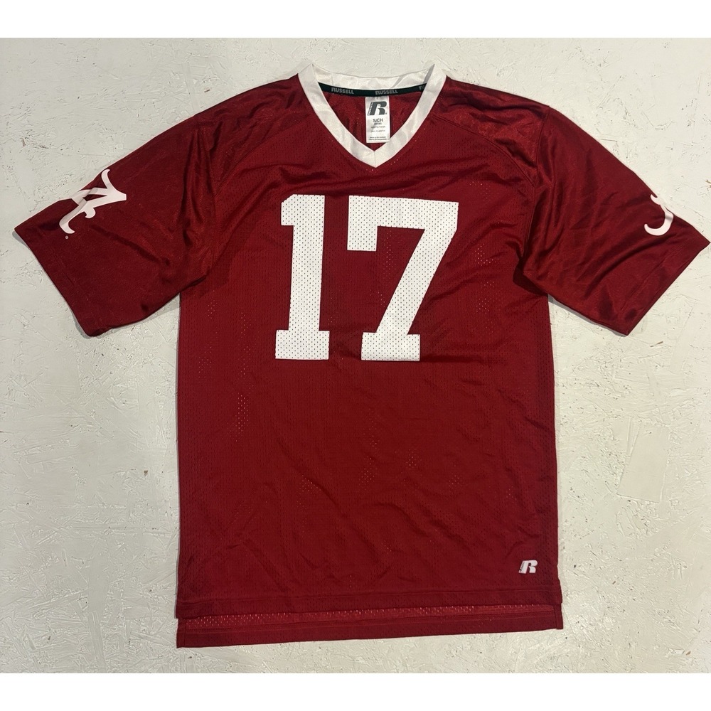 Vintage Alabama Crimson Tide Jersey Mens Small Red Russell Football #17 Mesh Y2K